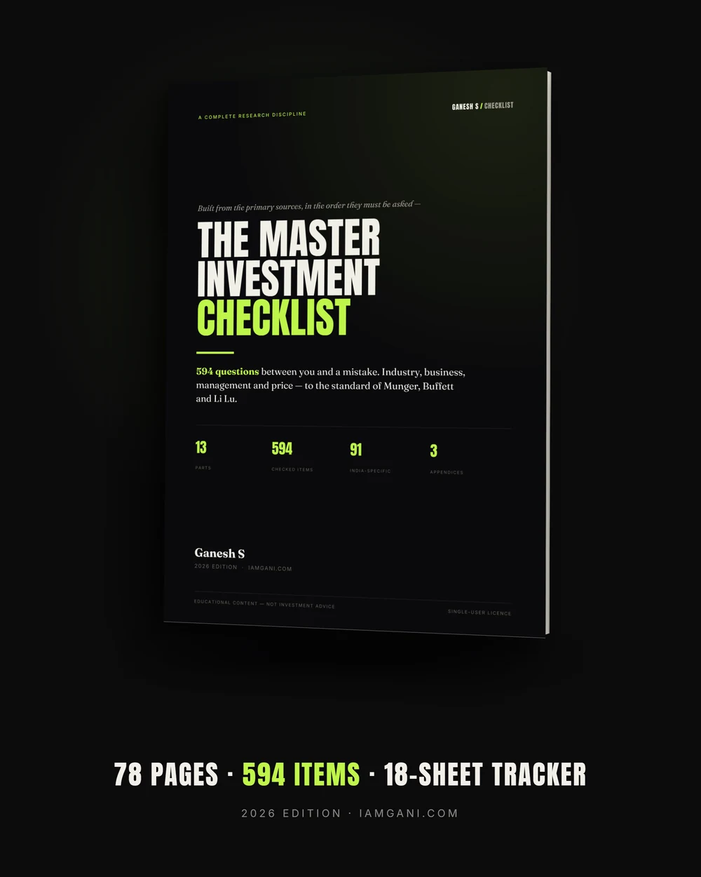 The Master Investment Checklist, 2026 edition — cover